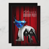 rode zool stiletto meisjesachtig martini cocktailp kaart (Voorkant / Achterkant)