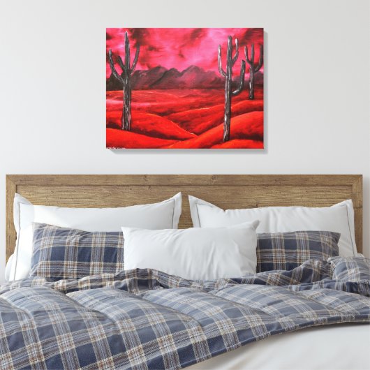 Rode zuidwestelijke abstracte landschapsschilderku canvas afdruk (Insitu (Slaapkamer))
