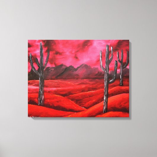 Rode zuidwestelijke abstracte landschapsschilderku canvas afdruk (Voorkant)