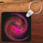 RODE ZWART PINK LIGHT VORTEX, fractal Art Sleutelhanger (Achterkant)