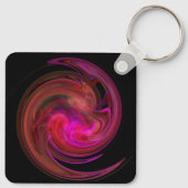 RODE ZWART PINK LIGHT VORTEX, fractal Art Sleutelhanger (Achterkant)
