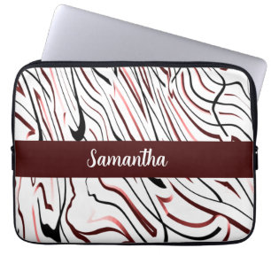 Rode, zwarte Abstracte streep Laptop Sleeve