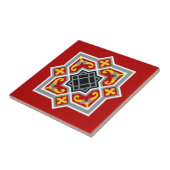 Rode Zwarte Barcelona Tile Geometrische Kunst Tegeltje (Zijkant)