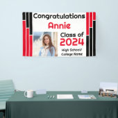 Rode & Zwarte Bars Één Foto Afstuderen Spandoek (Beurs)