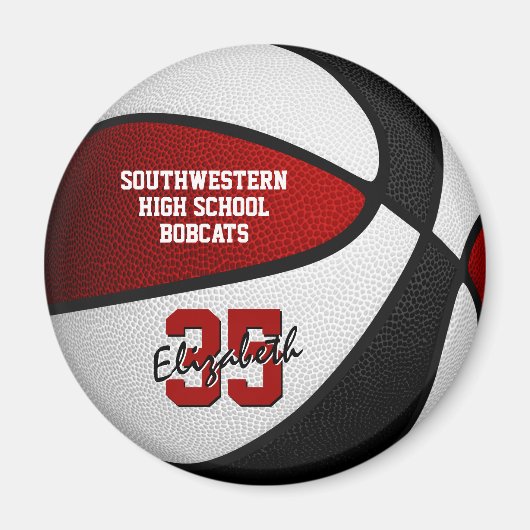 rode zwarte basketbalteamkleuren magneet (Voorkant)