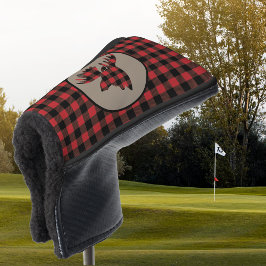 Rode zwarte buffel met een Hoesje van de Moose Put Golfheadcover