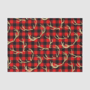 Rode & Zwarte Buffel Plaid & Gouden Hertengewei Tissuepapier