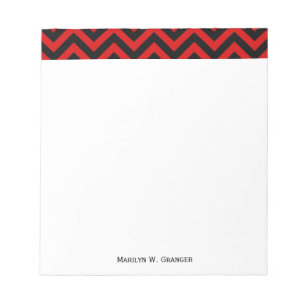 Rode, zwarte Chevron ZigZag Pattern Notitieblok
