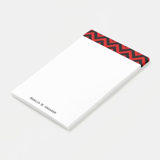 Rode, zwarte Chevron ZigZag Pattern Post-it® Notes (Schuin)