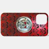 RODE ZWARTE DAMASK Case-Mate iPhone CASE (Achterkant (horizontaal))