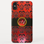 RODE ZWARTE DAMASK GEM STONE MONOGRAM Case-Mate iPhone CASE (Achterkant)
