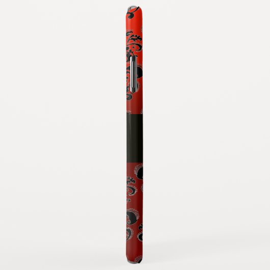 RODE ZWARTE DAMASK GEM STONE MONOGRAM Case-Mate iPhone CASE (Achterkant/rechts)