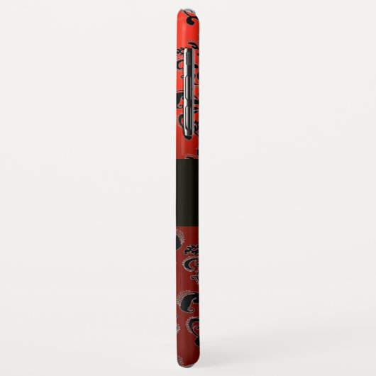 RODE ZWARTE DAMASK GEM STONE MONOGRAM Case-Mate iPhone CASE (Achterkant/links)