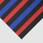 Rode, zwarte en blauwe strepen tissuepapier (Detail)