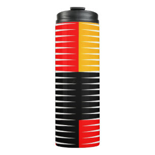 Rode, zwarte en gele illustraties thermosbeker