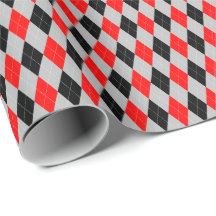 Rode, Zwarte en Grijze Argyle Inpakpapier