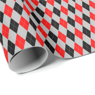 Rode, Zwarte en Grijze Argyle Inpakpapier