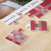 Rode, zwarte en groene tartan foto legpuzzel (Zijkant)