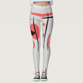 Rode, zwarte en witte Abstracte Leggings
