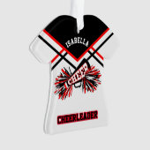 Rode, zwarte en witte Cheerleader 📣 💖 Ornament (voorkant)