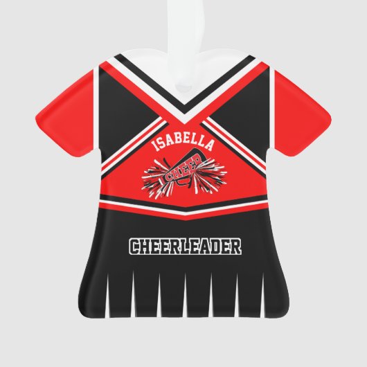 Rode, zwarte en witte Cheerleader 📣 💖 Ornament (voorkant)