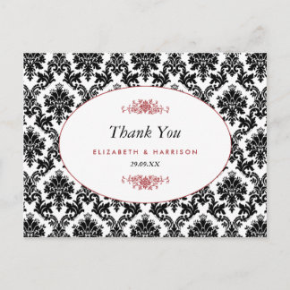  Rode Zwarte en Witte Damask Weddenschap Bedankt Briefkaart