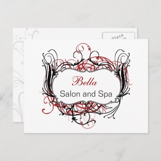 rode zwarte en witte grafische kaart Hartelijk dan (Voorkant / Achterkant)