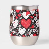 Rode, zwarte en witte harten en bloemen foto (Links)