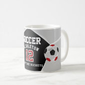 Rode, zwarte en witte ⚽ koffiemok (Voorkant rechts)