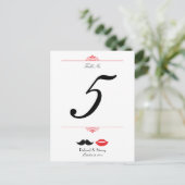 Rode, zwarte en witte snor en lips bruiloft briefkaart (Staand voorkant)