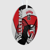 Rode, zwarte en witte volleybal 🏐 2 ornament (voorkant)