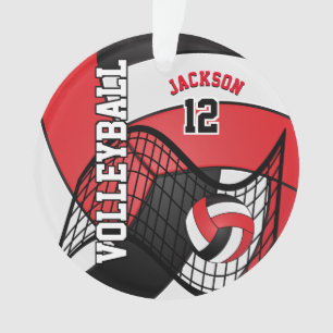 Rode, zwarte en witte volleybal 🏐 2 ornament