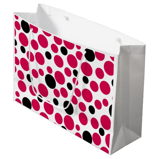 Rode zwarte erwten retro op witte achtergrond groot cadeauzakje (Voorkant Gekanteld)