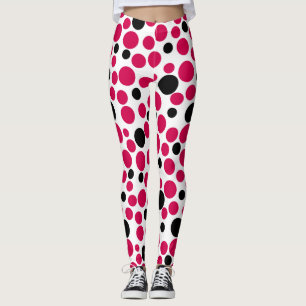 Rode zwarte erwten retro op witte achtergrond leggings