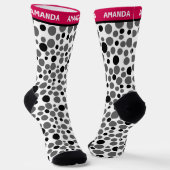 Rode zwarte erwten retro op witte achtergrond sokken (Gebogen)