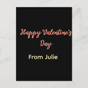 Rode zwarte gelukkige Valentijnsdag van naam stijl Briefkaart