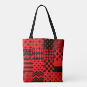 Rode zwarte gemengde patronen Patchwork ontwerp Draagtas (Achterkant)