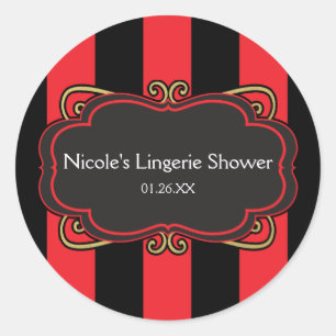 Rode Zwarte Gestreepte Gouden Ondergoed Douche Sti Ronde Sticker