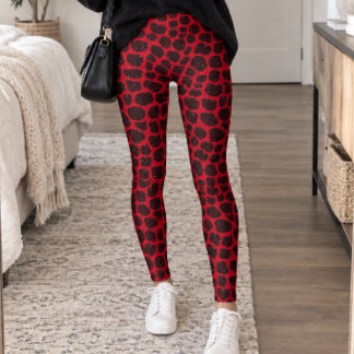 Rode Zwarte Giraffe Print Leggings