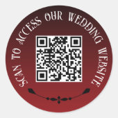 Rode Zwarte Gothic Scan Wedding Website QR Code Ronde Sticker (Voorkant)