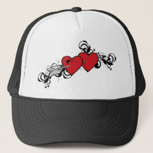 Rode zwarte grunge harten tattoo stijl pet