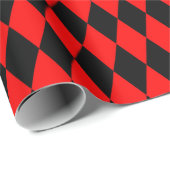 Rode Zwarte Harlekijn Kerstvakantie Cadeaupapier (Rol Hoek)