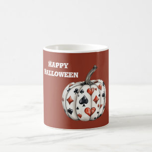 Rode Zwarte Harten Schoppen Halloween Pompoen Koffiemok