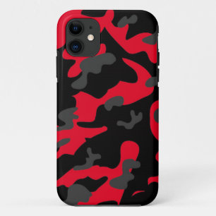 Rode zwarte militaire camouflage textuur iPhone 11 hoesje