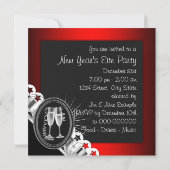 Rode zwarte oudejaarsavond uitnodigingen (Achterkant)