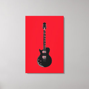 Rode Zwarte Pop Art Elektrische Gitaar Canvas Afdruk
