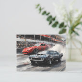 Rode & Zwarte Spier auto's Briefkaart (Staand voorkant)