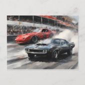 Rode & Zwarte Spier auto's Briefkaart (Voorkant)