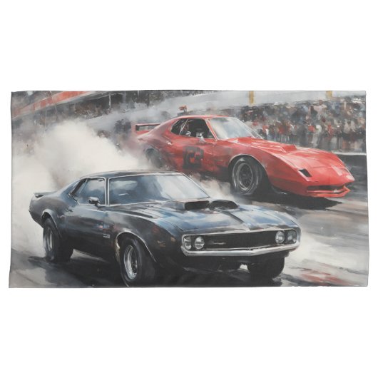 Rode & Zwarte Spier auto's Kussensloop (Voorkant-Rechts)