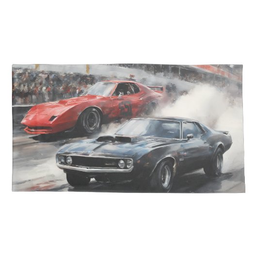 Rode & Zwarte Spier auto's Kussensloop (Achterkant-Links)